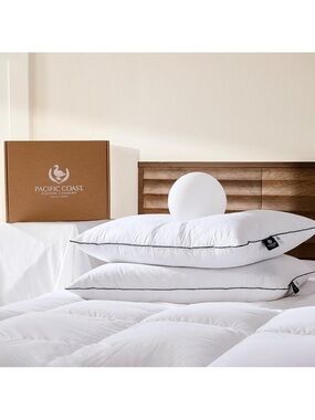 Premium Goose Feather & Down Bed Pillows King Size 2-Pack, Hotel Quality Collect